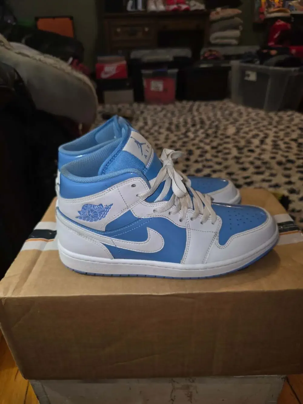 Nike Air Jordan 1 Mid Legend Blue White Men's Sneakers FZ2142-114 Size 9.5